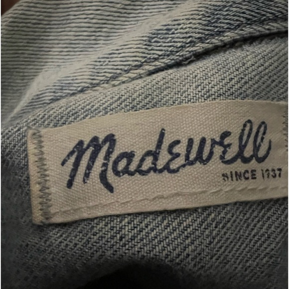 MADEWELL COLLARD VEST WASH OUT LOOK DISTRESSED W/ POCKETS DENIM JACKET S - Picture 5 of 5